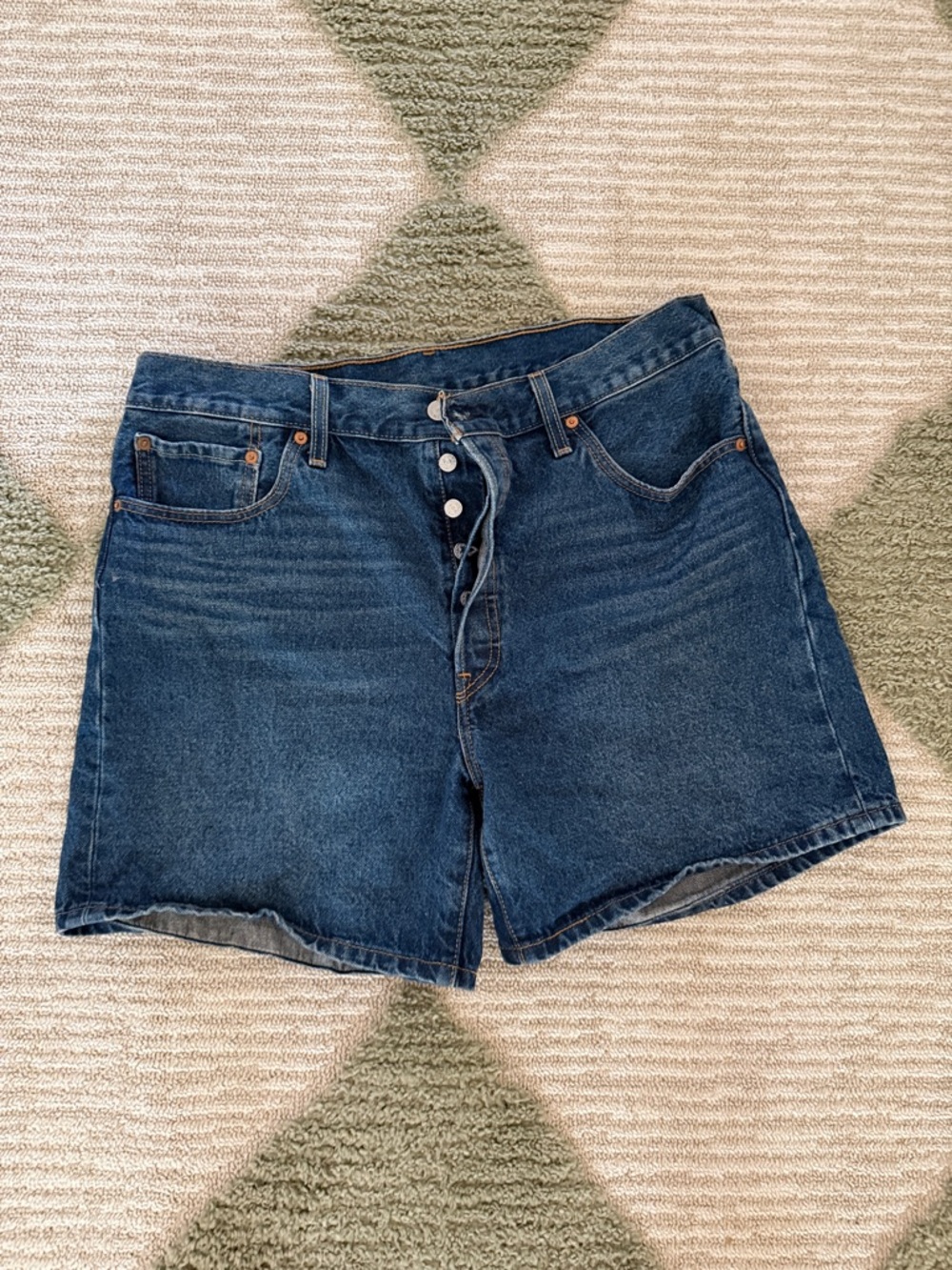 Levi's Dark Blue Button-Fly High-Rise Denim Shorts